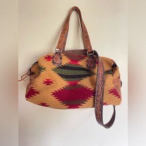 Angel Ranch wool & tooled leather duffle NWOT